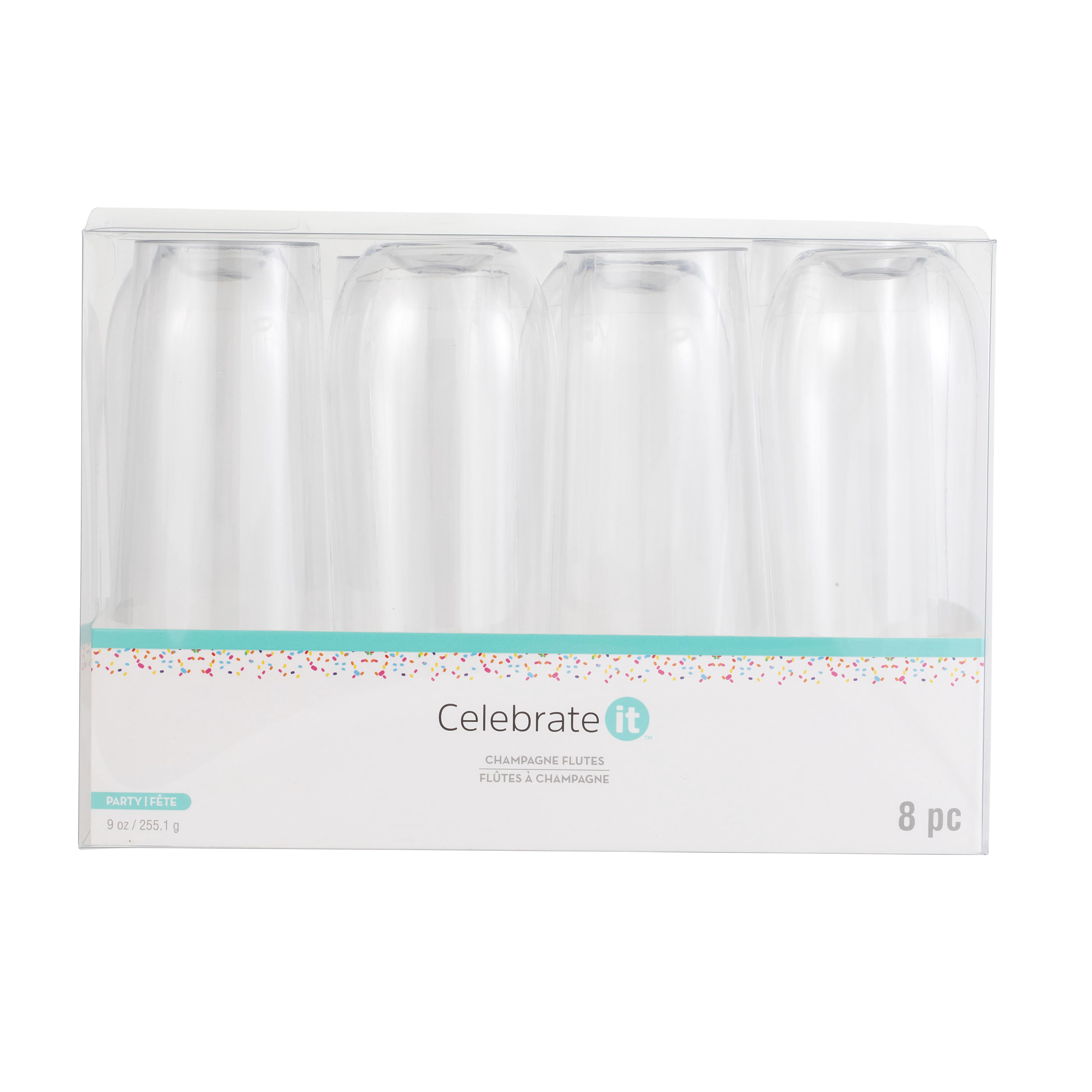 9oz Clear Plastic Stemless Champagne Flutes by Celebrate It – Food Safe - Hand Wash Only - Ideal for Parties - Weddings & Events - 12 Pack