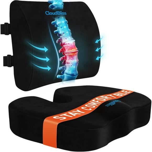 Cojín de asiento y almohada lumbar CloudBliss Black