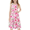 thumbnail image 6 of Abomasnow Toddler Girls Summer Dresses Boho Floral Print Sleeveless Tutu Dress A Line Crew Neck Swing Flowy Midi Dress 4-14 Years, 6 of 7