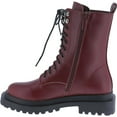 thumbnail image 3 of Women's Fashion Lace Up Combat Boots Side Zipper Chunky Platform Lug Sole Mid Calf Military Fall Winter Riding Ankle Booties, 3 of 5