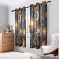 thumbnail image 2 of Yayeee Window Curtains Light Filtering 63"x42" Grommet Panel Pair Home Living Room Decor, Sun Moon and Stars Pattern, 2 of 7