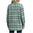 thumbnail image 7 of Htigea Plaid Button Down Shirt Jacket for Women Casual Loose Fit Shackets Fall Lapel Long Sleeve Tops Sky Blue XL, 7 of 7