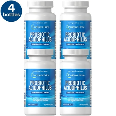 4 Pack - Puritan's Pride Probiotic Acidophilus Capsules, 100 Count