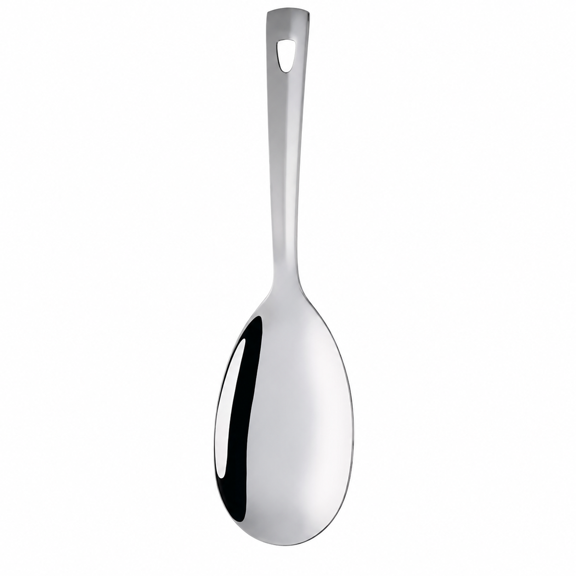 ABCISI Stainless Steel Rice Spoon, Mirror Polished Rice Paddle with Hanging Hole, Heavy Duty Serving Spoon for Rice, Soup, Home Kitchen and Restaurant, Silver