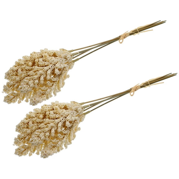 OUNONA  2 Bouquet Fake Flowers Artificial Wheat Stems Plants Indoor