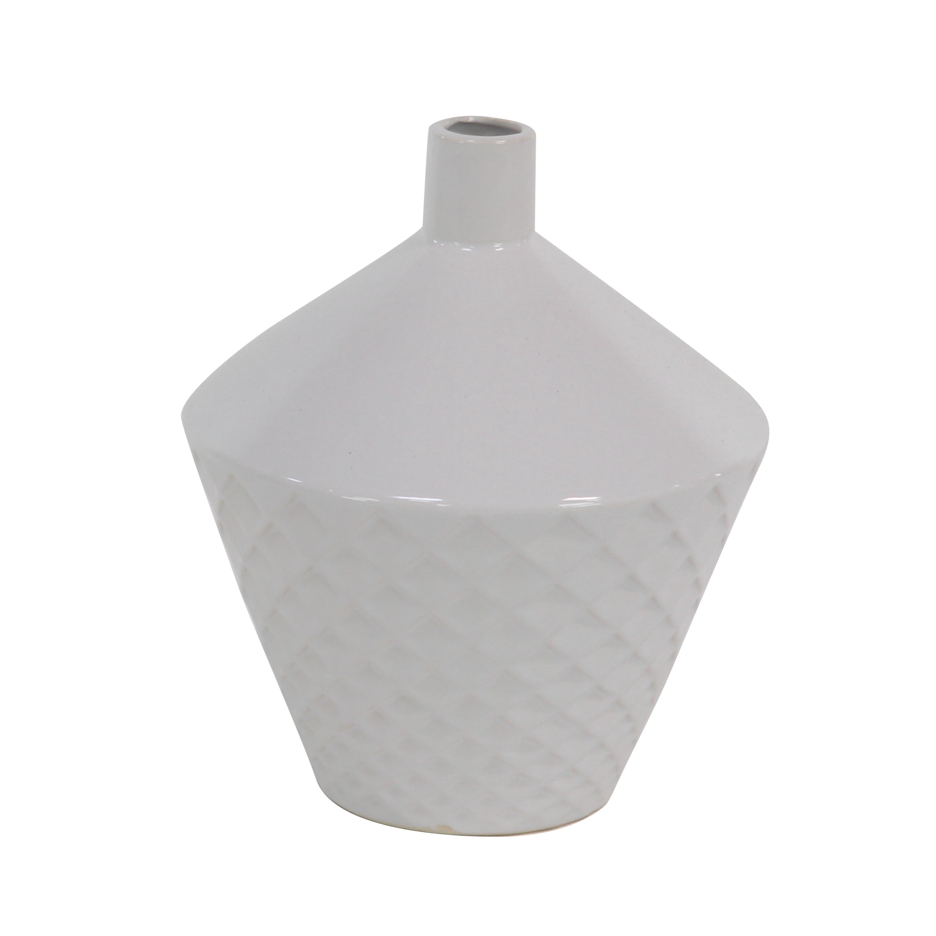 DecMode 10", 13", 15"H White Porcelain Vase, Set of 3