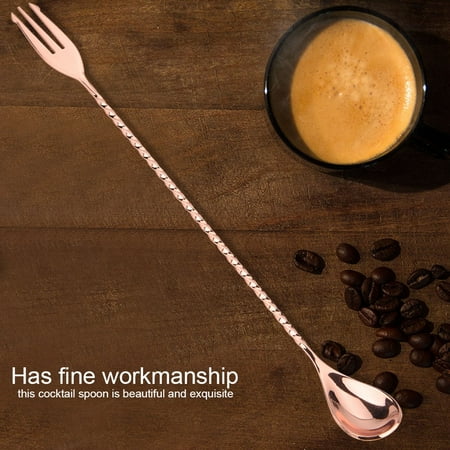 

1Pc Stainless Steel Cocktail Spoon Beverage Coffee Mixing Layering Tool with Long Handle Iced Teaspoons Ice Cream Spoon[A-Rose Gold]