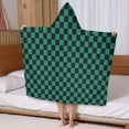 thumbnail image 5 of Teal and Black Checkerboard Pattern Hooded Bath Towel，50"x30" for Ages 3 To 12 Kids, Quick Dry Lightweight Soft Microfiber Hood Beach Towel Cover Up for Kids, 5 of 7