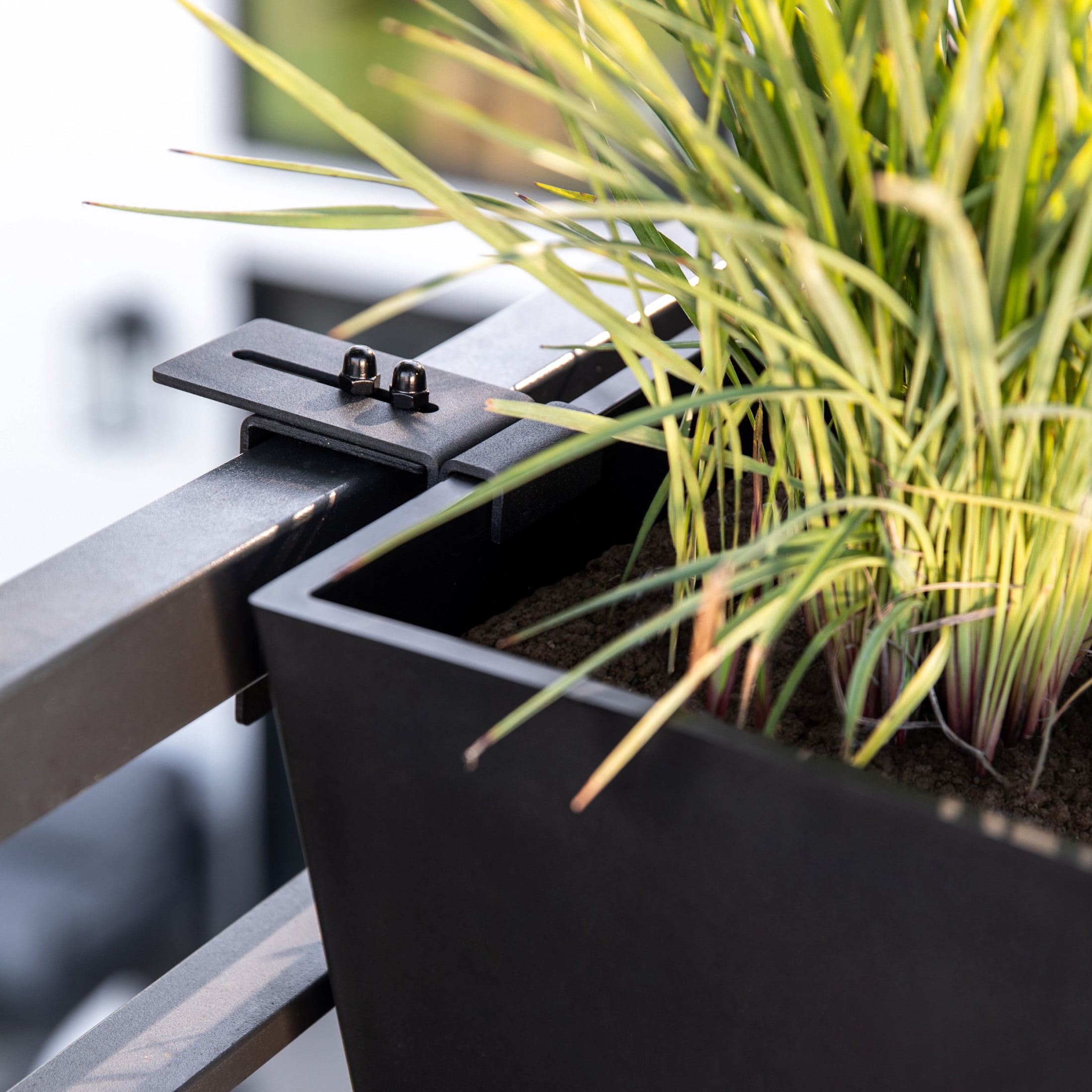 Veradek Pure Series Railing 36" Plastic Planter - Black