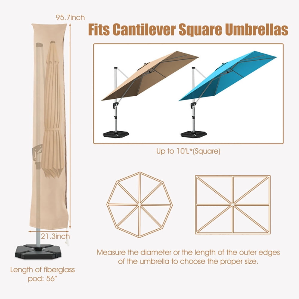Aimee Lii Parasol Offset Cantilever Umbrella Cover with Fiberglass Rod, Table Umbrella Outdoor Patio