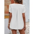 thumbnail image 5 of Womens Dressy Chiffon Blouses Summer Puff Petal Short Sleeve Shirts V Neck Casual Work Tops White XL, 5 of 6