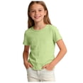 thumbnail image 2 of Bnwani Girls Shirts Breathable Short Sleeve Shirt Solid Color Casual Tops Green Sizes 3-14, 2 of 8