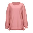 thumbnail image 3 of Plain Sweatshirts for Women 2025 Long Sleeve Lightweight Crewneck Side Slit Basic Sweatshirt Pullover Tops, 3 of 6