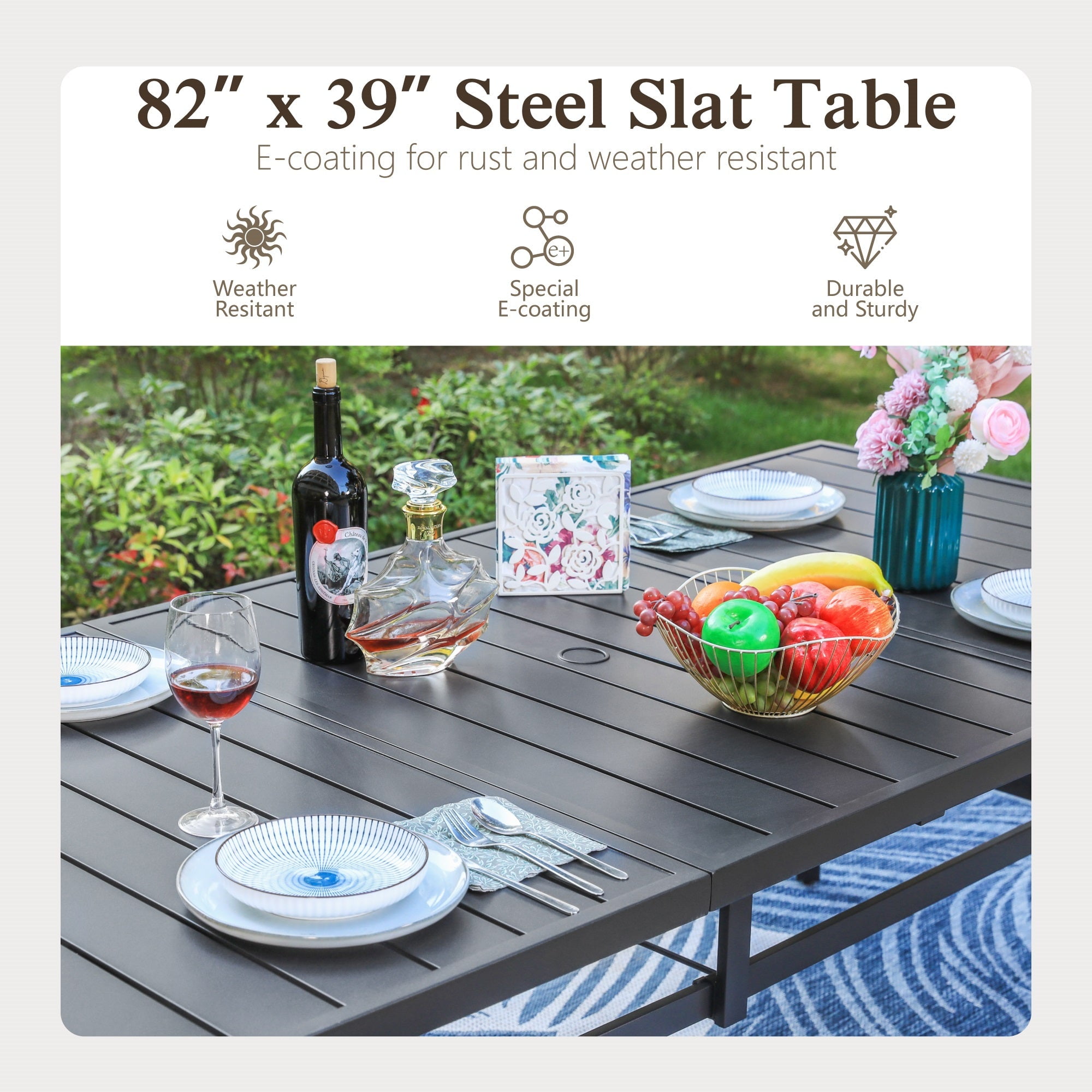 Sophia&William 9-Piece Aluminum Outdoor Patio Dining Set Textilene Stackable Chairs & 83" Metal Table Furniture Set, Beige