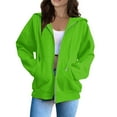 thumbnail image 2 of ELFINDEA Womens Coats Jackets for Women Casual Fashion Solid Color Long Sleeved Zippered Hooded Sweatshirt Womens Tops Green 1X, 2 of 5