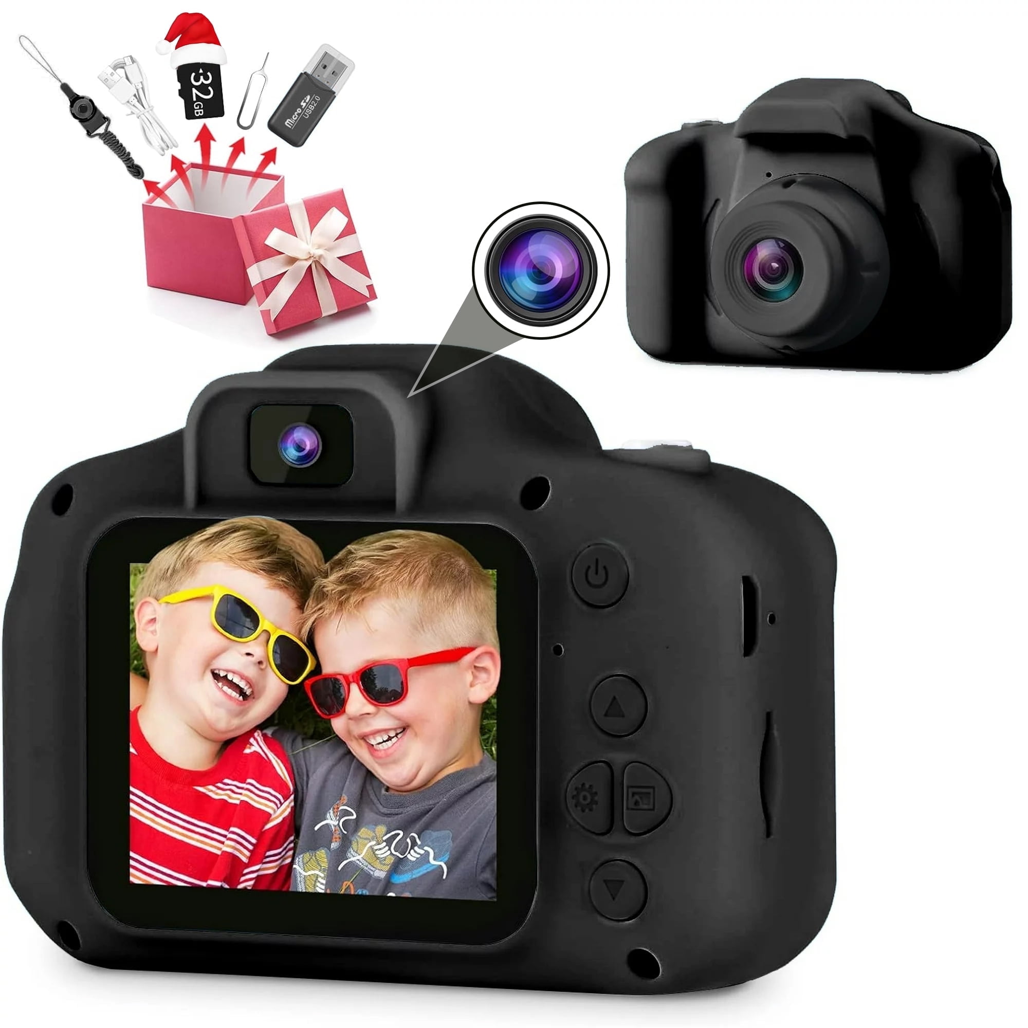 Sanmadrola Kids Digital Camera, Dual Lens, 1080p, Black photo 1