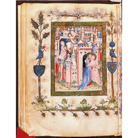 E Offiziolo Of Gian Galeazzo Visconti The Annunciation To St Anne And The Meeting At The Golden Gate Canvas Art - (18 x 24)