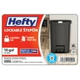 Hefty 10 gal Step On Lid Lock Plastic Kitchen Trash Can, Black
