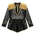 thumbnail image 6 of TiaoBug Kids Girls Circus Ringmaster Cosplay Jumpsuit Sequins Tassel Lion Tamer Stage Performance Costume Black 6, 6 of 7