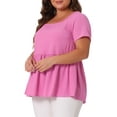 thumbnail image 4 of Agnes Orinda Women's Plus Size Rib Shirts Solid Peplum Tops Square Neck Babydoll Clothes Blouses 1X Dark Pink, 4 of 6