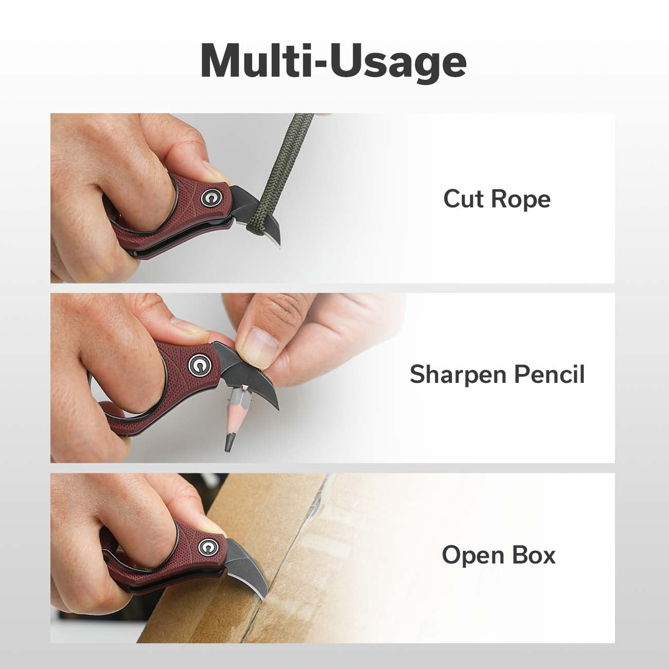 CIVIVI Pyrus Mini EDC Folding Utility Knife, Compact Keychain Box Cutter with 14C28N Blade & Ringed G10 Handle C23038-1 (Burgundy)