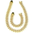 thumbnail image 5 of Hip Hop-Inspired Jewelry Set with Rhinestone Classic 14K Yellow Gold Necklace and Bracelet , Perfect for Parties & Gifts, 5 of 6