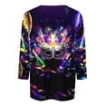 thumbnail image 4 of QATAINLAV Mothers Day Gifts Mardi Gras Shirts for Women Casual Crewneck 3/4 Sleeve Carnival Printed Pullover Top Mardi Gras Outfits Multicolor M, 4 of 6