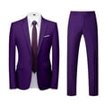 thumbnail image 1 of Mens Suit Slim 2-piece Suit Business Wedding Party Jacket Top Pants, 1 of 5