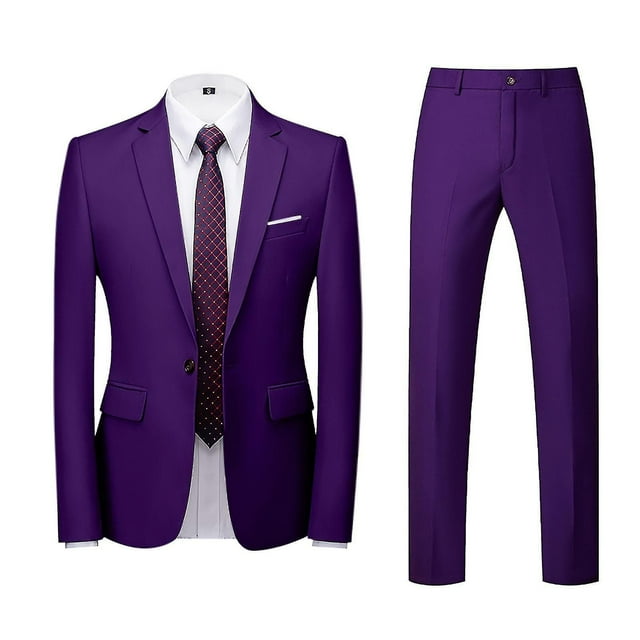 Mens Suit Slim 2-piece Suit Business Wedding Party Jacket Top Pants