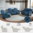 thumbnail image 4 of Golden Furniture Recliner Sofa Set, Fabric Reclining Sofa Set for Living Room Furniture Sets, Blue Recliner Couch Set for Living Room/Office/Theater Seating, 4 of 5