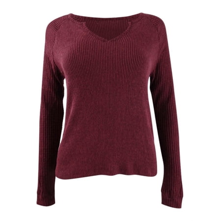 Planet Gold Juniors' Super Soft Ribbed Top Red Size Medium