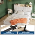thumbnail image 4 of Full Size Bed Frame with Storage Headboard, Wooden Full Bed Frame with Charging Station, Metal Platform BedFrame with Large Drawers, No Box Spring Needed, Easy Assembly, Beige, 4 of 7