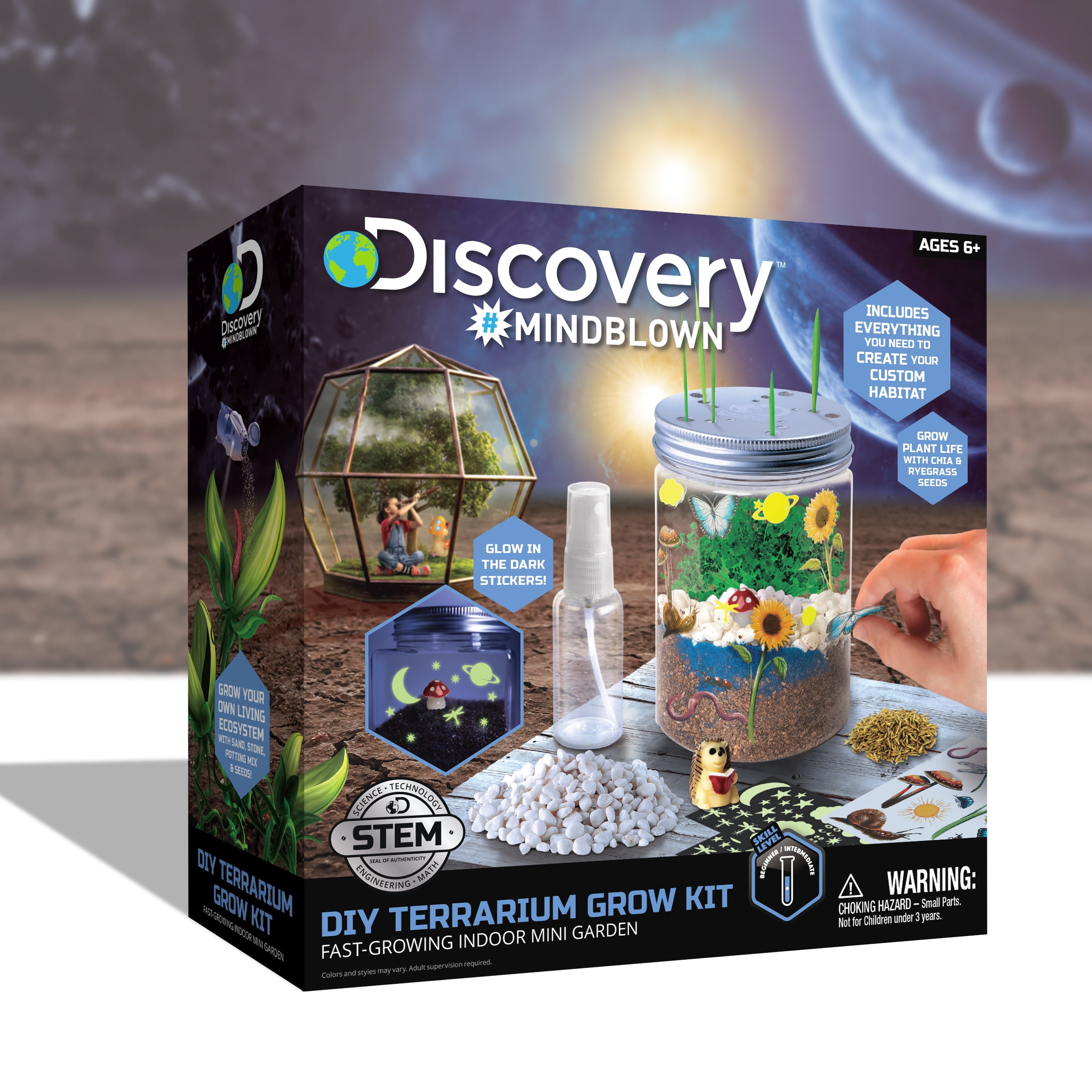 Discovery #Mindblown DIY Terrarium Grow Kit, STEM Educational Science Project, Ages 6+, Multicolor