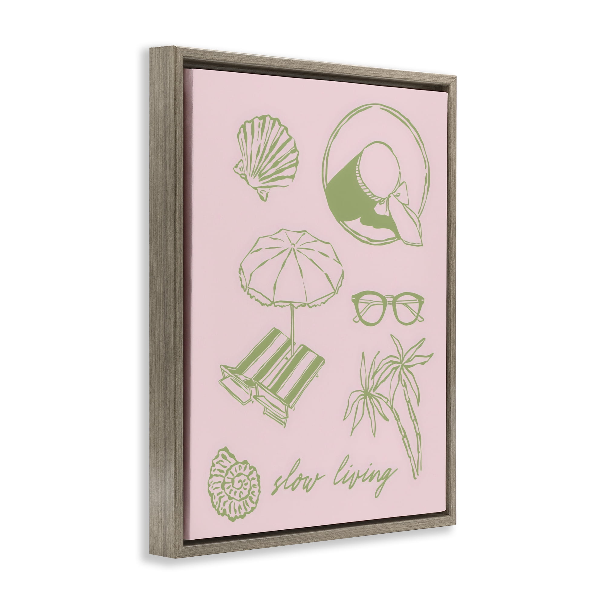 Stupell Industries Slow Beach Living Brown Framed Floater Canvas Wall Art, design by The Prints Vibe
