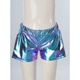 thumbnail image 6 of YONGHS Girls Shiny Metallic Shorts Hot Pants Disco Dance  Party Performance Costumes Blue 3-4, 6 of 7
