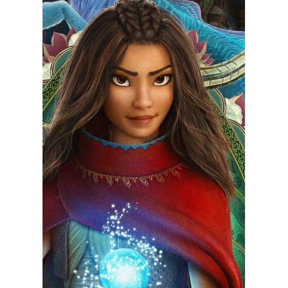 DIY 5D Diamond Painting Kit ,Raya and The Last Dragon 12 X 16 Inch Round Full Drill Crystal Rhinestone Embroidery Cross Stitch Arts Craft Canvas for Home Wall Decor Gift