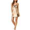 thumbnail image 2 of INSPIRE CHIC Women's Lace V Neck Satin Lounge Pajama Dress Camisole Nightgowns S Champagne, 2 of 6