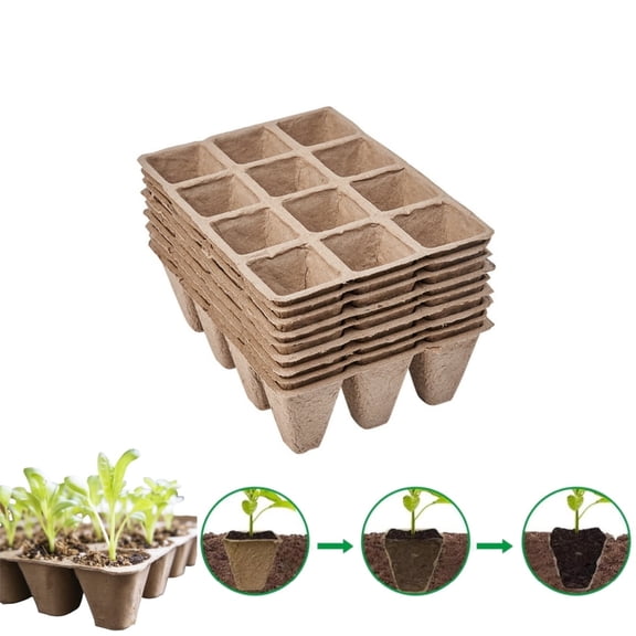 Seed Starter Tray,12Cells Plant Starter Kit for Seedlings,Pack of 10 Yahome Planting Pots for Strawberries,Cucumbers Saplings