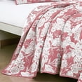 thumbnail image 3 of Pink & White Floral Pattern 3-Piece Reversible Cotton Matelasse Bedspread Set,King, 3 of 4