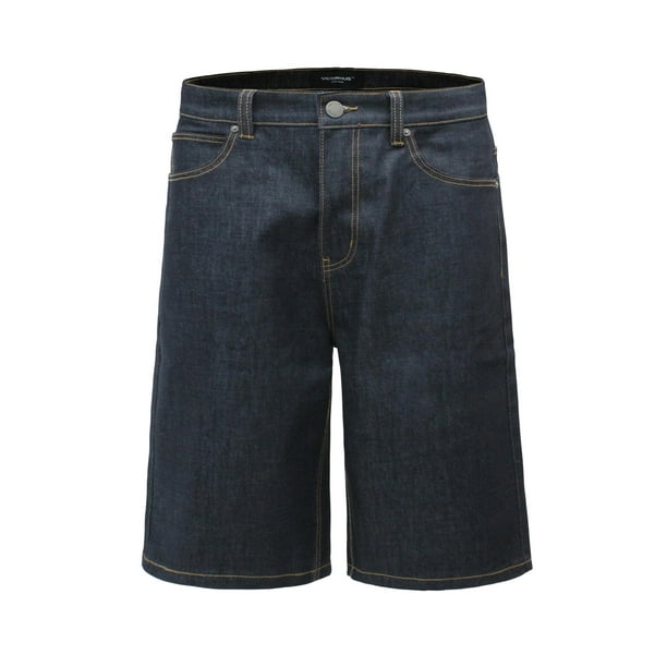 Baggy Denim Short【32インチ】 Victorious Men's Baggy Fit Raw Denim Shorts DS2098 -Indigo