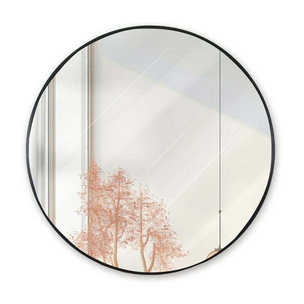 Espejo Redondo Gravita Marco DE Aluminio Negro Mate 60CM