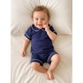 thumbnail image 4 of Loicainy Baby Toddler Boy Summer Clothes Set 6 12 18 24 Months 2T 3T 4T Short Sleeve Doll Collar Tops Elastic Shorts Outfits, 4 of 9