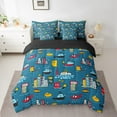 thumbnail image 2 of Erosebridal Cartoon Transportation Bedding Sets Full Size, Helicopter Ship Modern Building Comforter Sets with Sheets, Reversible 7pcs, 2 of 5