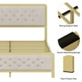thumbnail image 4 of Full Bed Frame with Headboard, Upholstered Bed Frame Full Size with Tufted Headboard and Wingback, Strong Wood Slat Support, No Box Spring Needed, Easy Assembly, Dark Blue, 4 of 7
