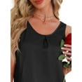 thumbnail image 5 of DARING DIVA Satin Silky Tank Top Shorts Pleated Front 2 Piece Pajama Sets XS Black, 5 of 6