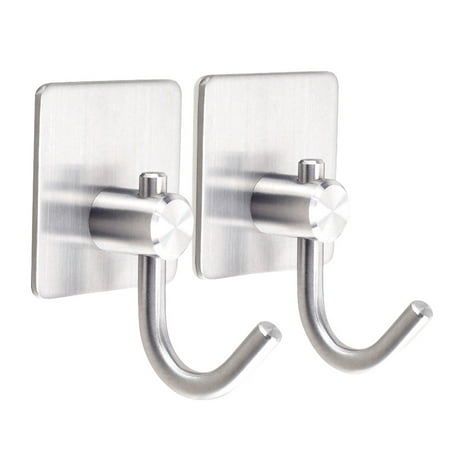 

2pcs Self Adhesive Mirror Hooks Stainless Steel Robe Hooks Coat Cloth Bag Hanger Waterproof Kitchen Bathroom Shower Hooks