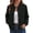 Black, variant on Women's Fall Winter Bomber Jacket Button Down Front with Pockets Casual Slim Fit Outwear