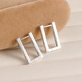 thumbnail image 6 of Alexcraft Huggie Hoop Earrings for Women 14K Gold Plated and Silver Rectangle Trendy Hypoallergenic Sterling Silver Chunky Geometric Minimalist Hoops for Women, 6 of 6