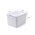 thumbnail image 3 of White Plastic Laundry Basket with Silvery Handles for Home and Dorm, Multi-Purpose Storage Bin for Clothes, Toys, and Sports Equipment in White, 3 of 8