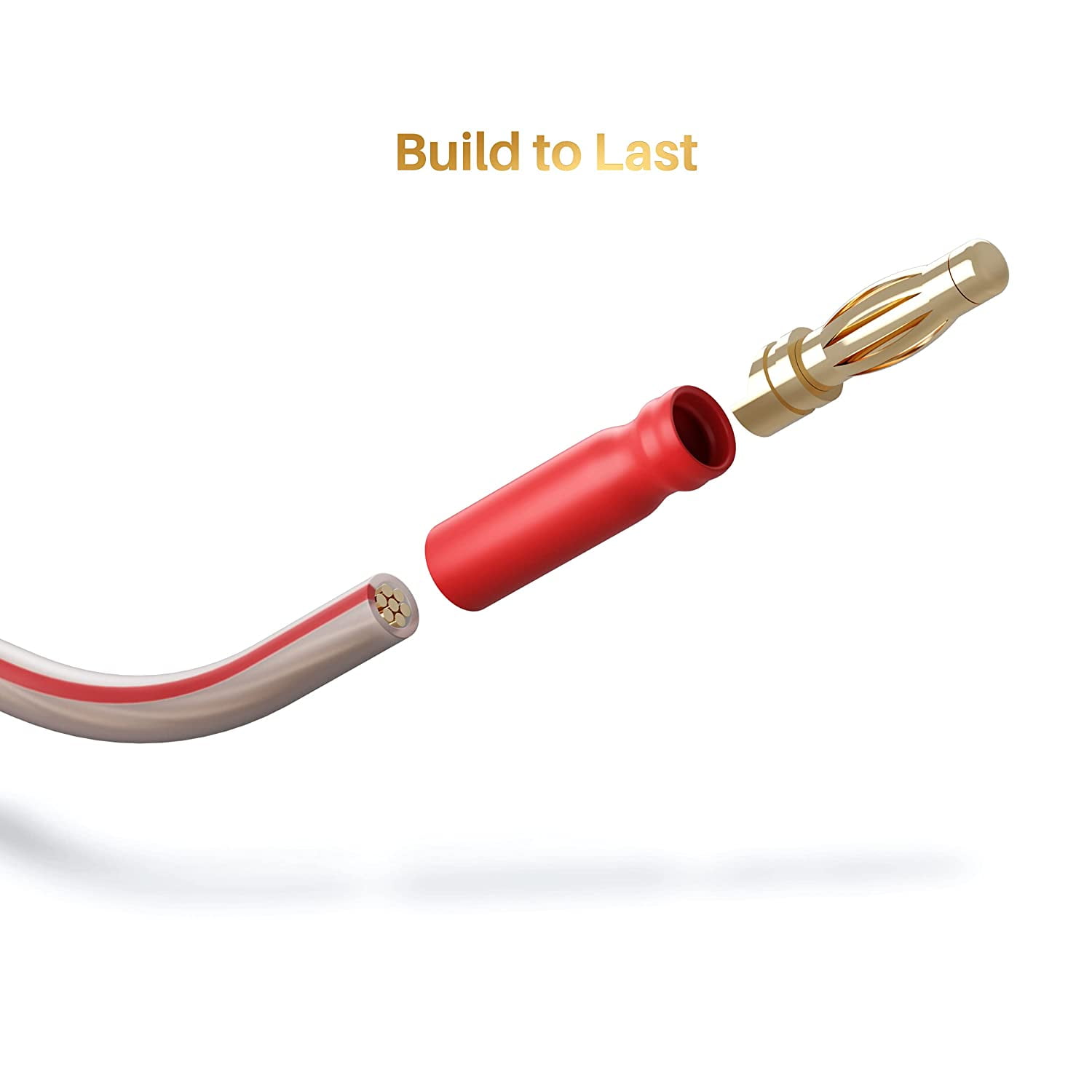GearIT 14 AWG Speaker Cable Wire with Banana Plugs (2 Pack, 9.9 Feet - 3 Meter) 14Ga Gauge Banana Wire for Bi-Wire Bi-Amp HiFi Surround Sound - 99.9% OFC Copper, Gold Plated Tips - Clear, 10 Ft